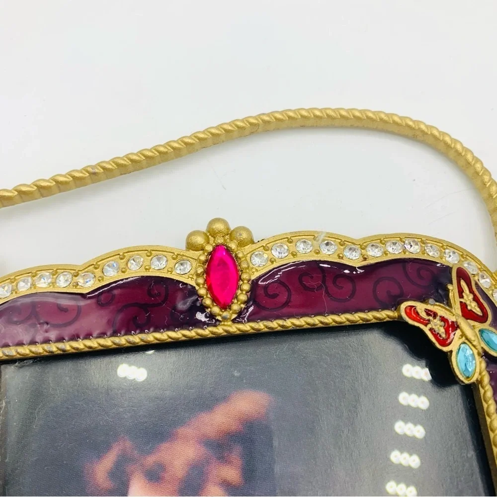 Jeweled Butterfly Enamel Picture Frame – Purse Shaped Vintage Style Glam 3.5x3.5